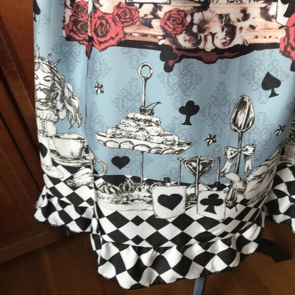 Lolita Alice in Wonderland Tea Party Follow the White Rabbit! Blue White Dress S - Picture 12 of 13